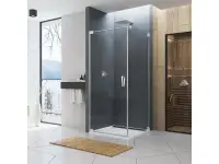 Cabina de dus 75x80 cm cu usa batanta si profil compensator, crom, instalare usa stanga, Ronal Cadura