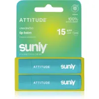 Attitude Sunly Lip Balm balsam de buze fara parfum 2x4.25 g