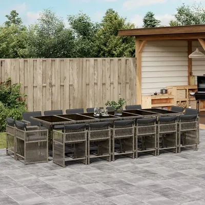 Gossi set mobilier de gradina cu perne, 17 piese, gri, poliratan