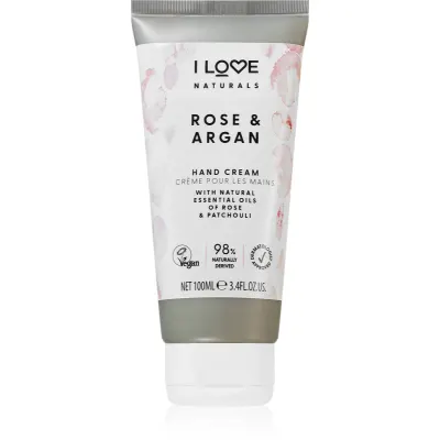 I Love Naturals Rose & Argan crema de maini hidratanta cu aromă de trandafiri 100 ml