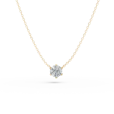 Lant cu pandantiv minimalist din aur galben cu diamant de 0.1ct