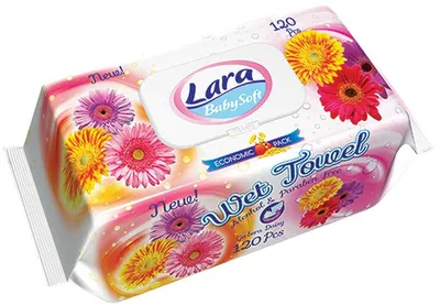 Șervețele umede cu capac Lara Baby Soft - Family, Gerber, 120 buc