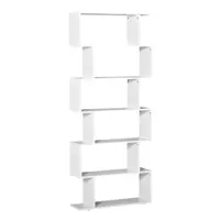 HOMCOM Bibliotecă din Lemn cu 6 Rafturi, 80x24x191 cm, Alb | Aosom Romania