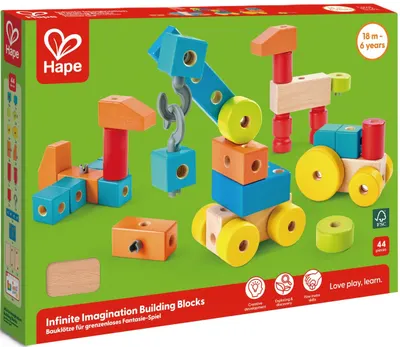 Constructor din lemn Hape International - 44 piese
