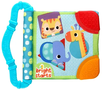 Carte moale Bright Starts - Teethe & Read Toy, albastru