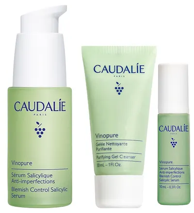 Set Caudalie Vinopure - Ser cu acid salicilic, 30 + 10 ml + Gel de curățare matifiant, 30 ml