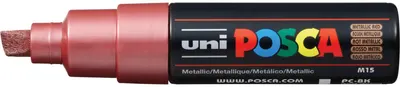 Marker permanent cu un varf tesit Uni Posca - PC-8K, 8 mm, rosu metalic