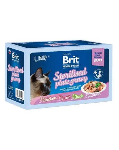 BRIT Premium by Nature Cat Delicate Fillets in Gravy Family Plate Sterilised 24x85 g hrană umedă pisici sterilizate, fileuri în sos
