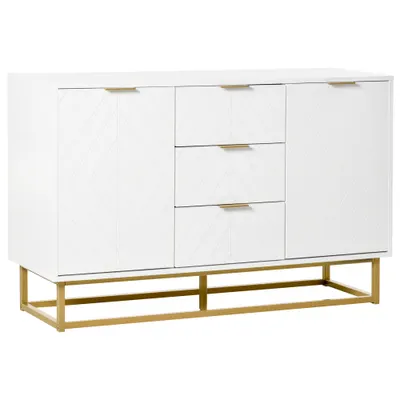 HOMCOM Dulap de bucatarie, Bufet jos pentru bucatarie sau sala de mese cu 3 sertare si 2 usi, 120x40x76 cm | Aosom Romania