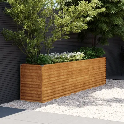 vidaXL Pat de grădină înălțat 291x50x69 cm, oțel corten