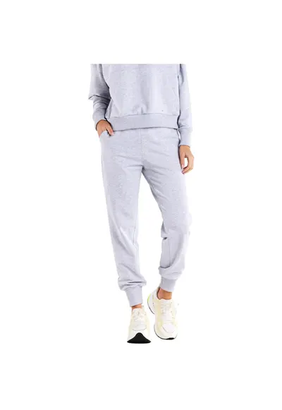 Pantaloni sport pentru dama - Bumbac/Elastan - Gri