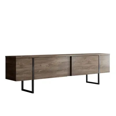 Comoda TV LUXE, nuc + negru, 180x30x50 cm