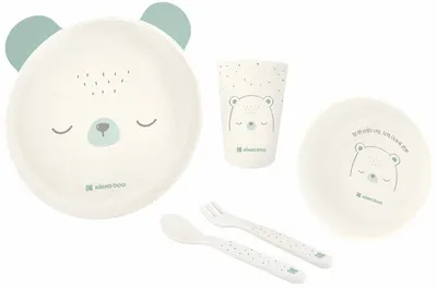 Set de hranire din plastic KikkaBoo - Bear with Me, Mint