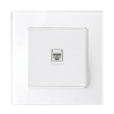 Single Lan Socket Glass Frame White