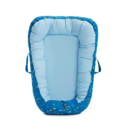 Baby Nest cu doua fete si manere Twindeco Albastru cu masinute