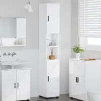 vidaXL Dulap de Baie Alb lucios 30 x 35 x 192 cm Lemn prelucrat, Metal