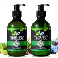 Set Crestere Par cu Sampon si Balsam 3 in 1 Ricin, Amla, Negrilica, 2 x 300 ml