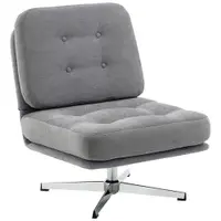 HOMCOM Scaun de accent rotativ, fotoliu de lectură căptușit cu chenille, șezut lat, șezut cu arcuri și picioare metalice, Gri deschis | Aosom Romania