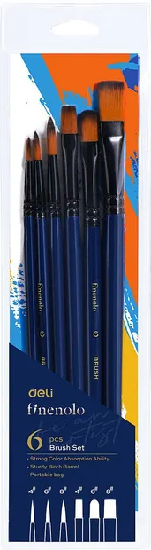 Set pensule pentru pictură Deli Finenolo - EC277, 6 bucăți