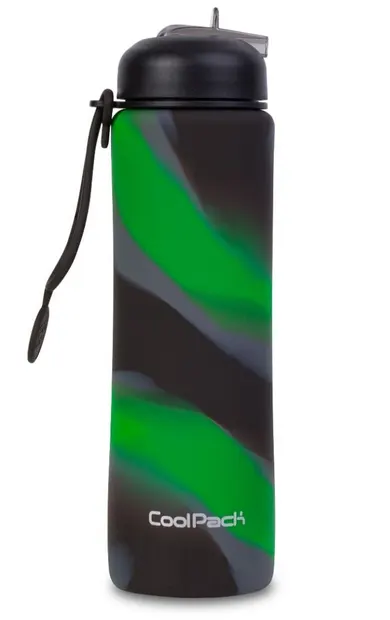 Sticlă pliabilă din silicon Cool Pack Pump - Zebra Green, 600 ml