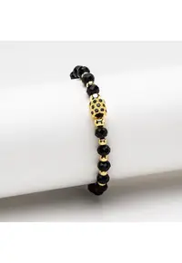 Bratara Handmade Cu Pandantiv Stralucitor Black & White