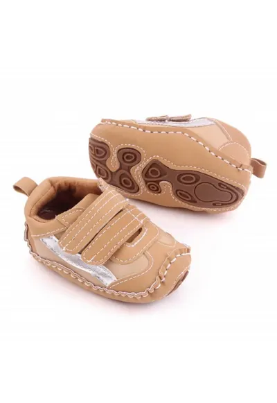 Pantofi sport Model AL 19648 cu dunga argintie - Pentru bebelusi - Textil - Baieti - 3-6 - Crem - - Crem