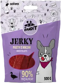 Recompense pentru caini Mr. Bandit JERKY, rata 80g