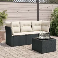 Gossi set mobilier de gradina cu perne, 4 piese, negru, poliratan