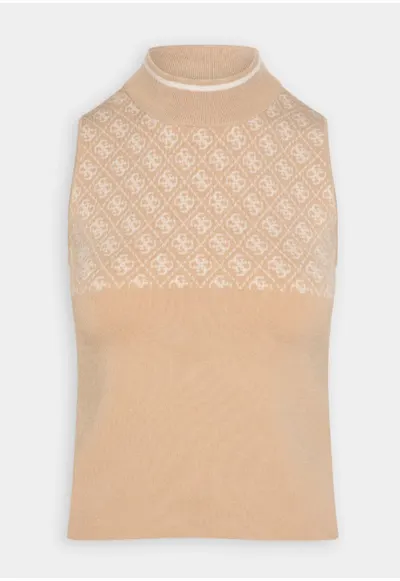 Top crop dama cu model - viscoza - bej