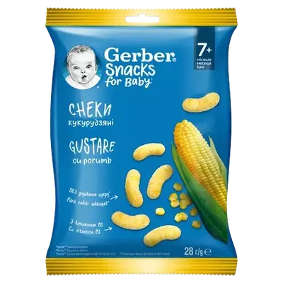 Gustare cu porumb de la 7 luni, 28g, Gerber