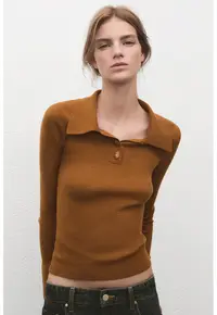Pulover slim-fit cu striatii - Maro