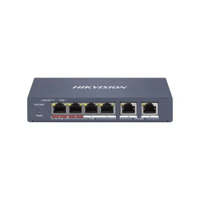 Switch smart cu 6 porturi Hikvision DS-3E1106HP-EI, 1.2 Gbps, 0.90 Mpps, PoE, cu management