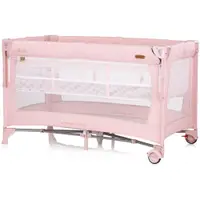 Patut pliabil pentru copii Chipolino Glory Pink Marshmallow cu laterala culisanta si doua nivele