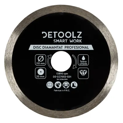 Disc diamantat continuu Detoolz 110x20mm, taiere umeda