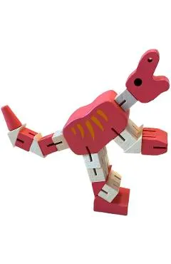 Jucarie flexibila din lemn: Dinozaur. Rosu