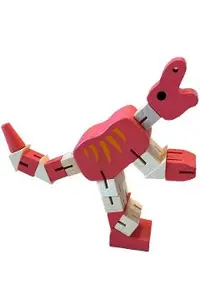 Jucarie flexibila din lemn: Dinozaur. Rosu