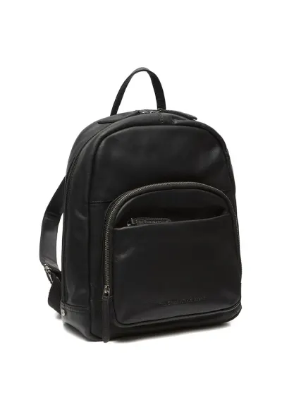Rucsac unisex piele naturala - 9.1 litri - Santana - - Negru