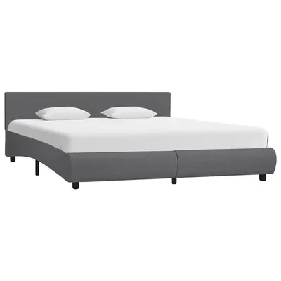 vidaXL Cadru de pat cu LED, gri, 180 x 200 cm, piele artificială