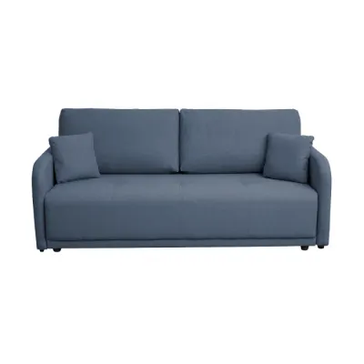 Canapea extensibila BERNA S, 3 locuri, cu arcuri si lada depozitare, albastru, 210x110x90 cm