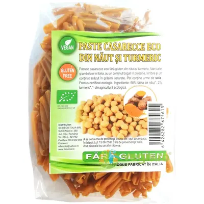 Paste Casarecce cu Naut si Curcuma fara Gluten Ecologice/Bio 250g