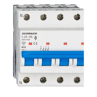 Intreruptor automat modular (MCB) AMPARO 6kA, C 25A, 3P+N