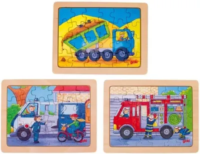 Puzzle din lemn Goki - La serviciu (sortiment)