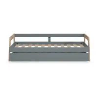 Pat pentru copii verde/verde prăfuit cu extensie suplimentară din lemn de pin cu spațiu de depozitare cu somieră 90x200 cm Carrie – Marckeric