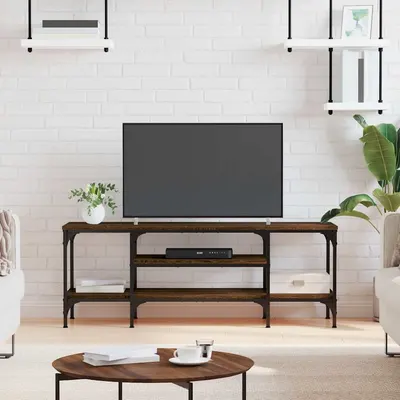 vidaXL Comodă TV, stejar maro, 121x35x45 cm, lemn prelucrat & fier
