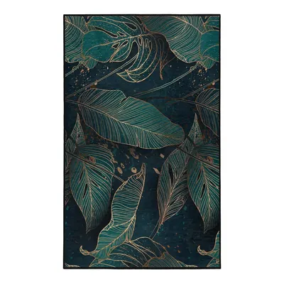 Covor culoare petrol lavabil 160x230 cm Midnight Jungle – Mila Home