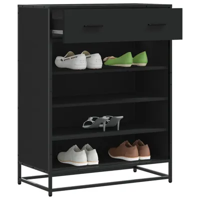 Gossi pantofar, negru, 75x38x97,5 cm, lemn prelucrat/metal