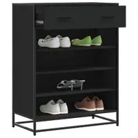 Gossi pantofar, negru, 75x38x97,5 cm, lemn prelucrat/metal