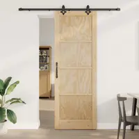 vidaXL Ușă glisantă Natural și Negru 83 x 232 cm Lemn masiv de pin
