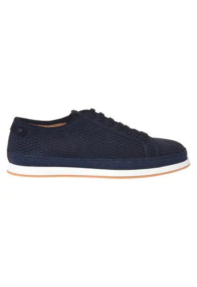 Pantofi sport de piele intoarsa cu perforatii - Albastru