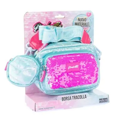 Geanta clutch si portofel monede Girabrilla - matlasata, cu paiete reversibile